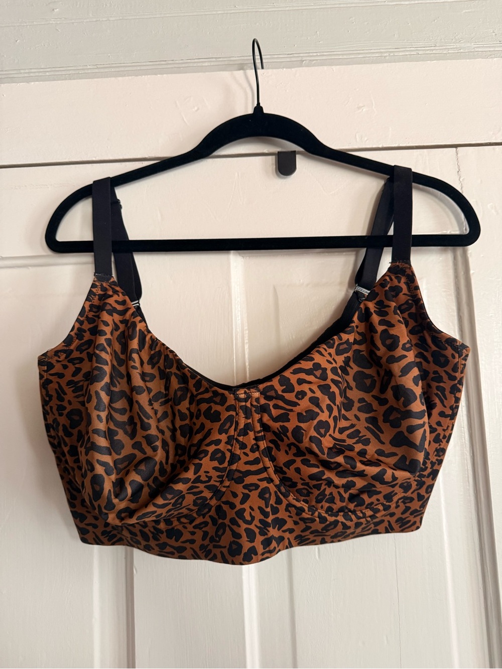 Leopard-Print Brown Supportive Bralette with Adjustable Straps
